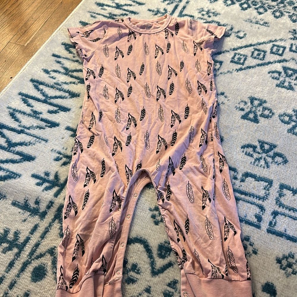Ice Cream Castles kids romper - pink with feathers
